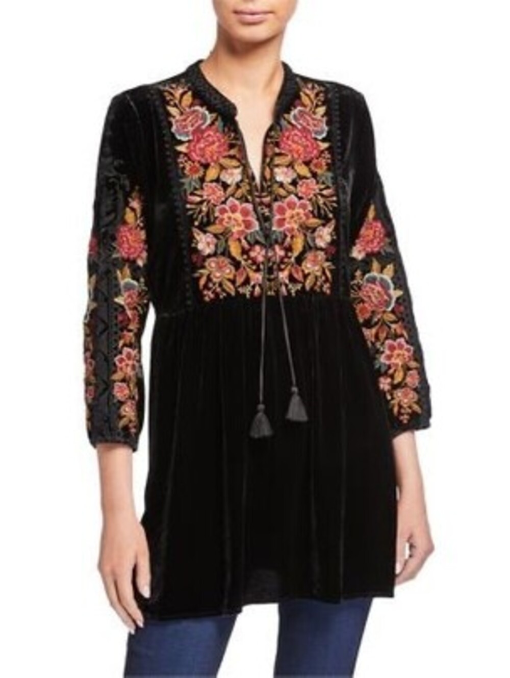 Johnny Was Velvet embroidered long sleeve tunic 3X